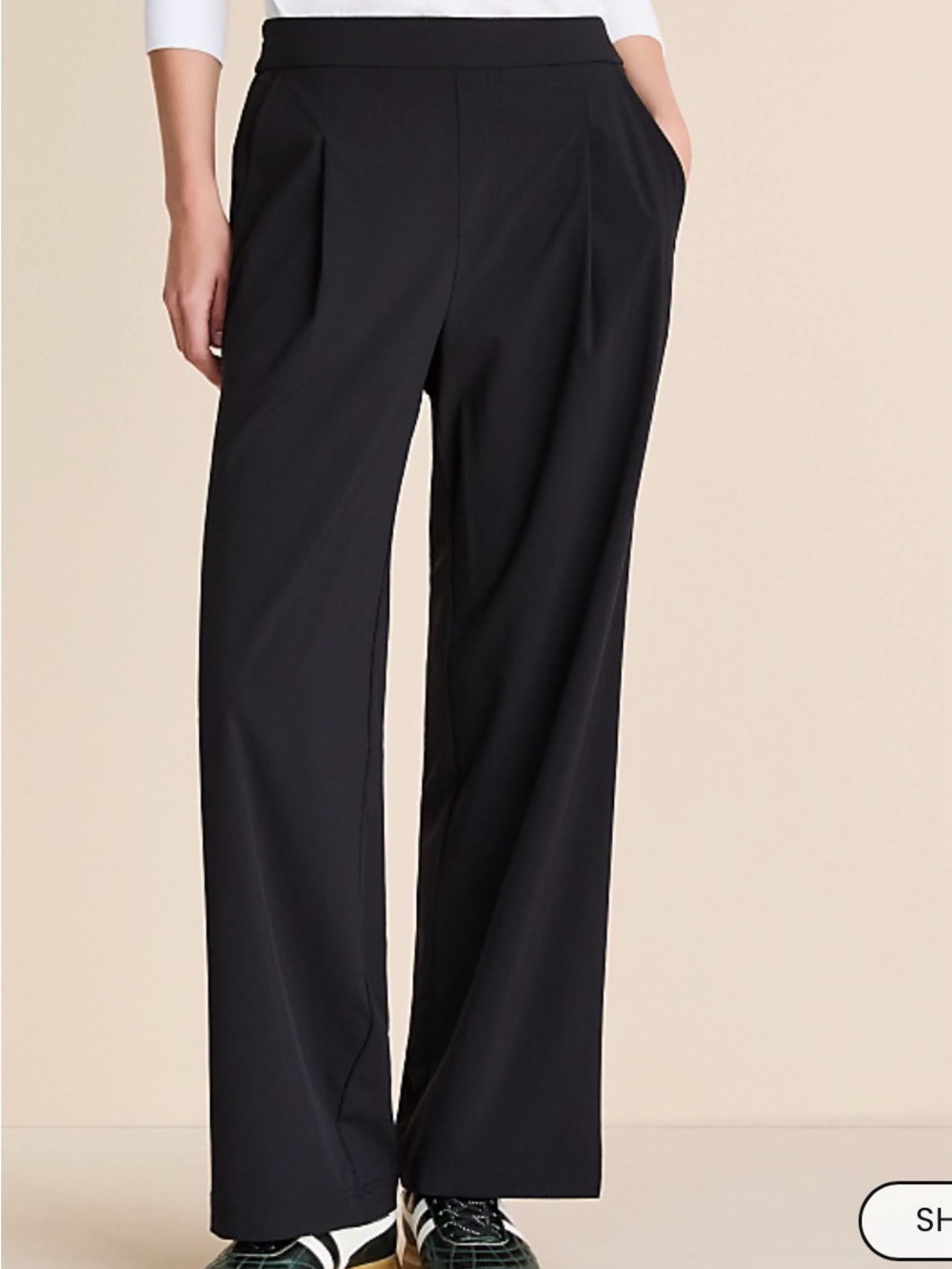 Lou & Grey Wanderweave Wide Leg Lightweight Trousers Black Size XL